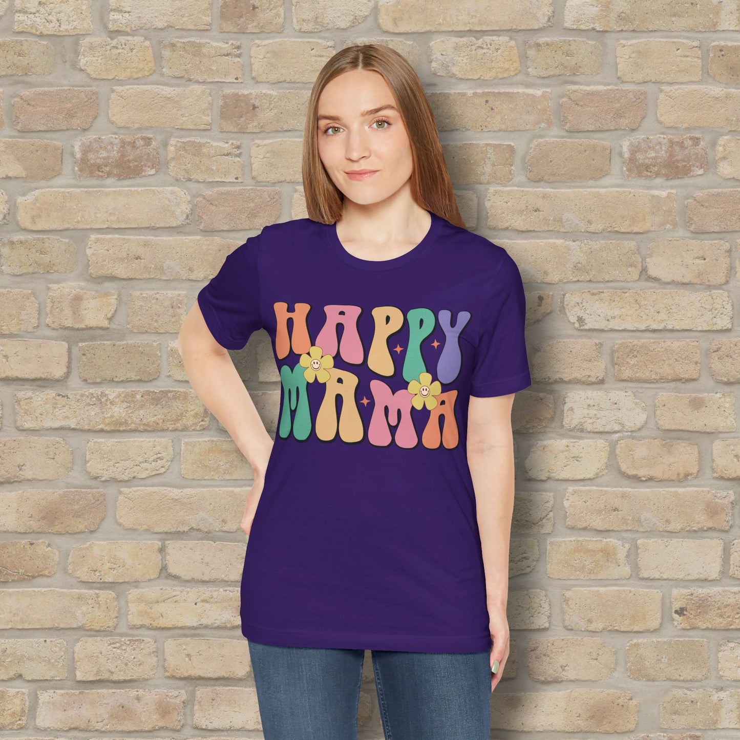 Mostly Text T-Shirts Happy Mama Tee - Vibrant Styles