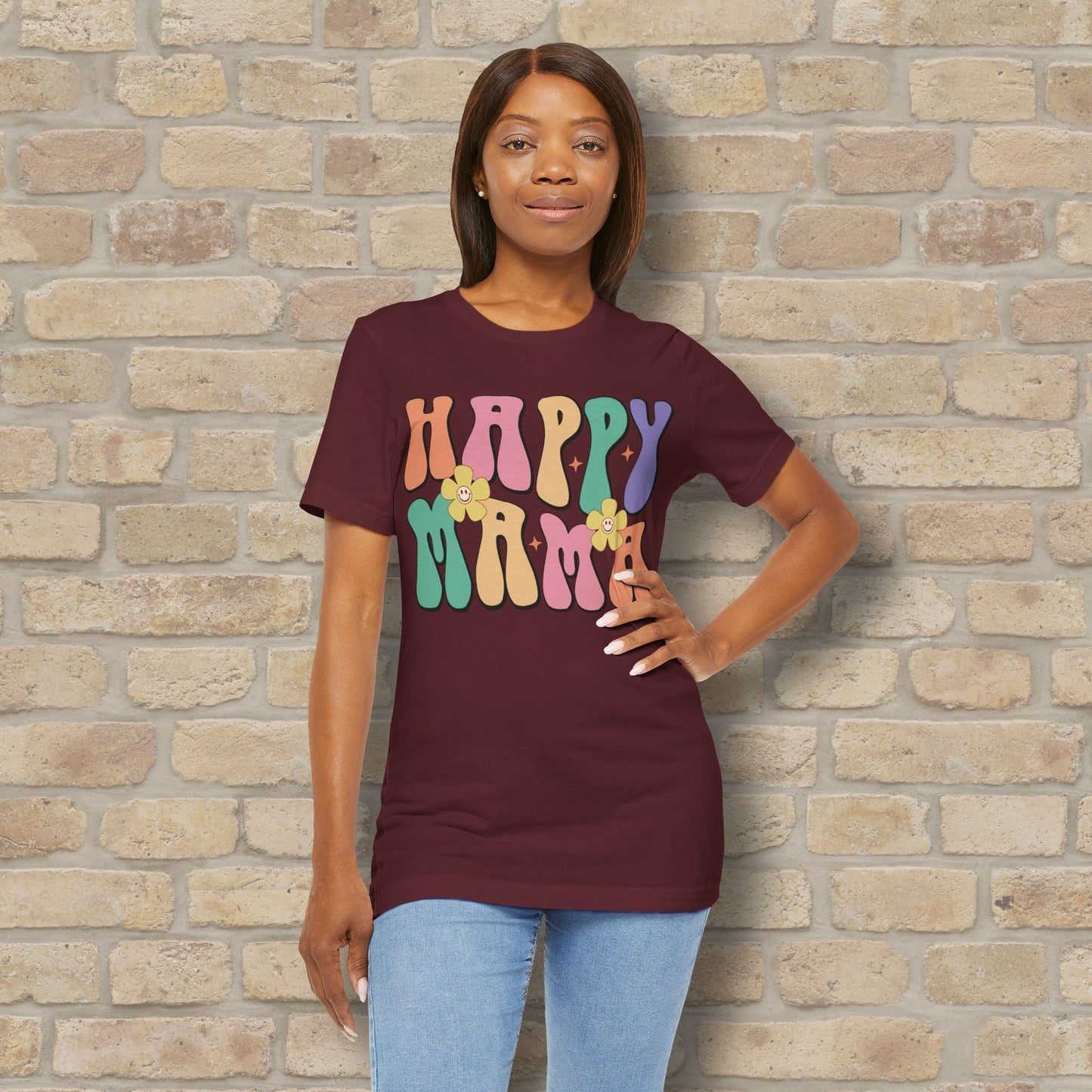 Mostly Text T-Shirts Happy Mama Tee - Vibrant Styles