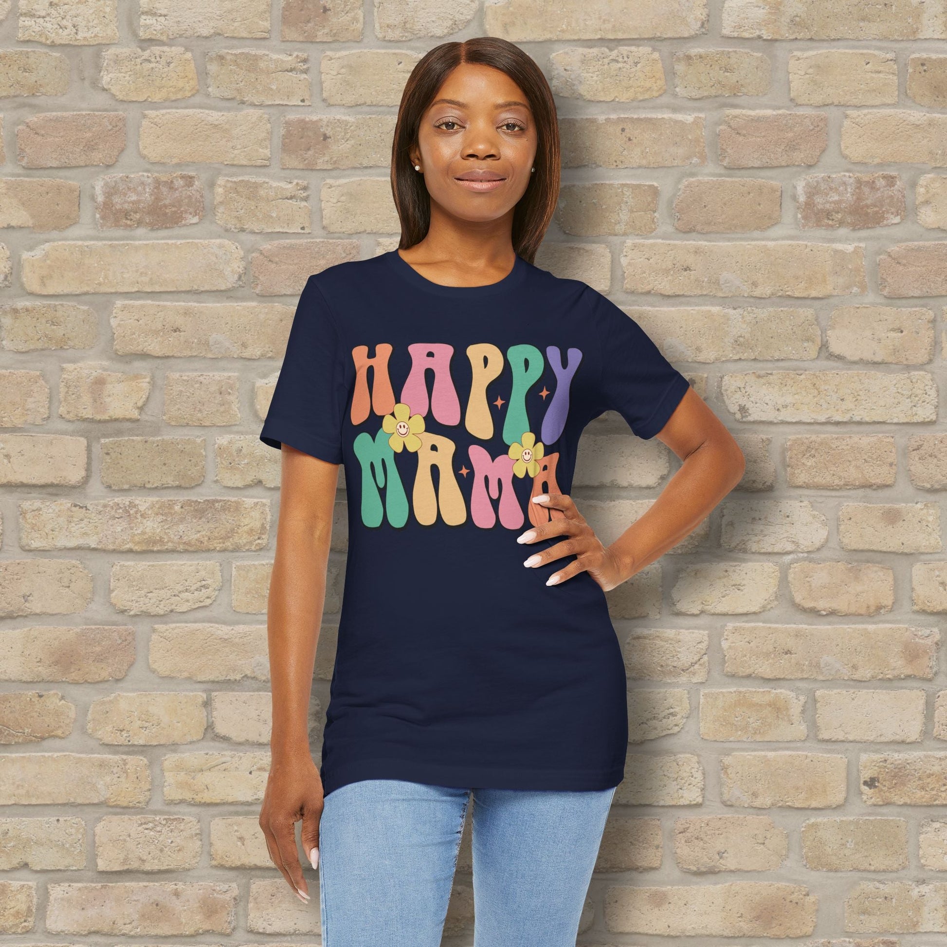 Mostly Text T-Shirts Happy Mama Tee - Vibrant Styles