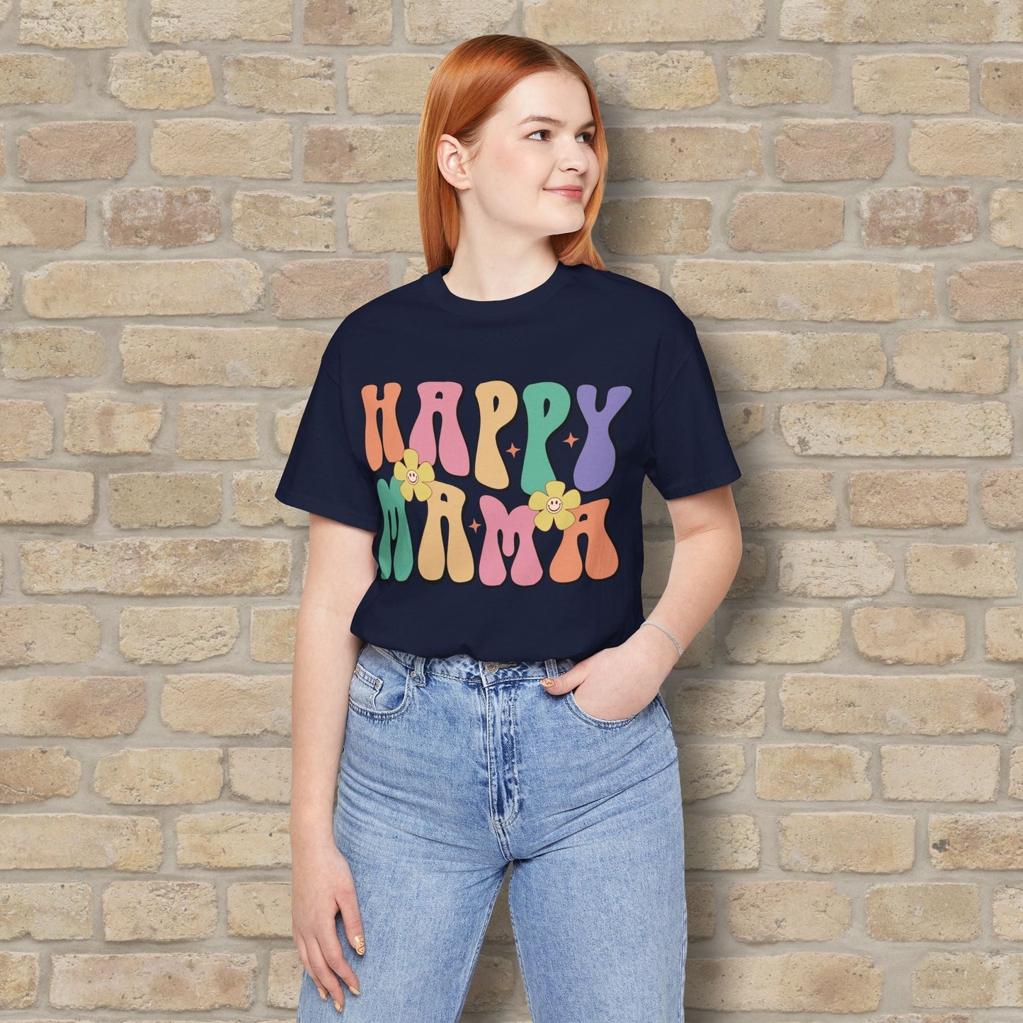 Mostly Text T-Shirts Happy Mama Tee - Vibrant Styles