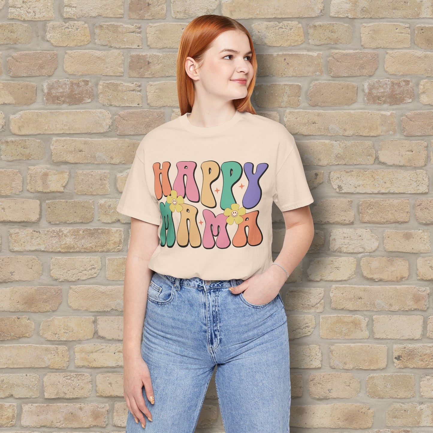 Mostly Text T-Shirts Happy Mama Tee - Vibrant Styles