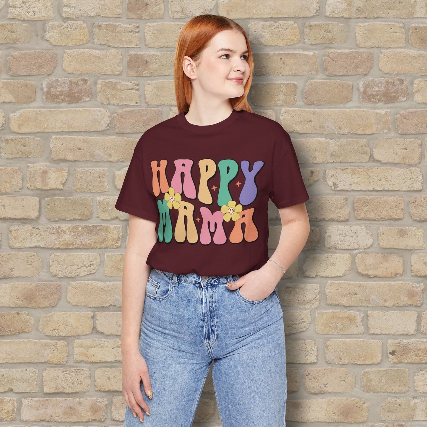 Mostly Text T-Shirts Happy Mama Tee - Vibrant Styles
