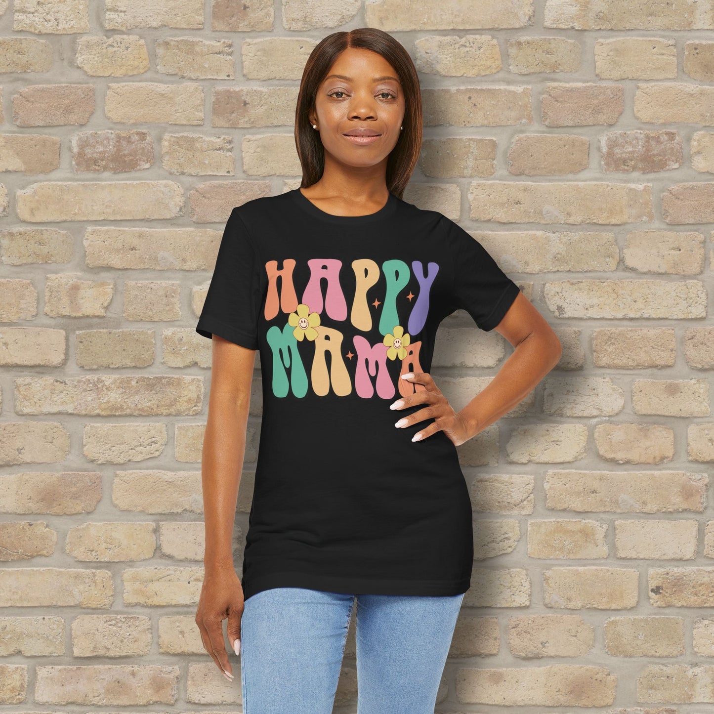Mostly Text T-Shirts Happy Mama Tee - Vibrant Styles