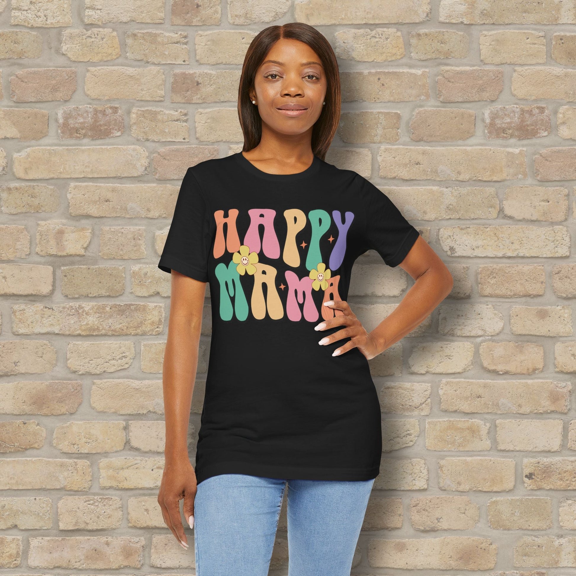 Mostly Text T-Shirts Happy Mama Tee - Vibrant Styles