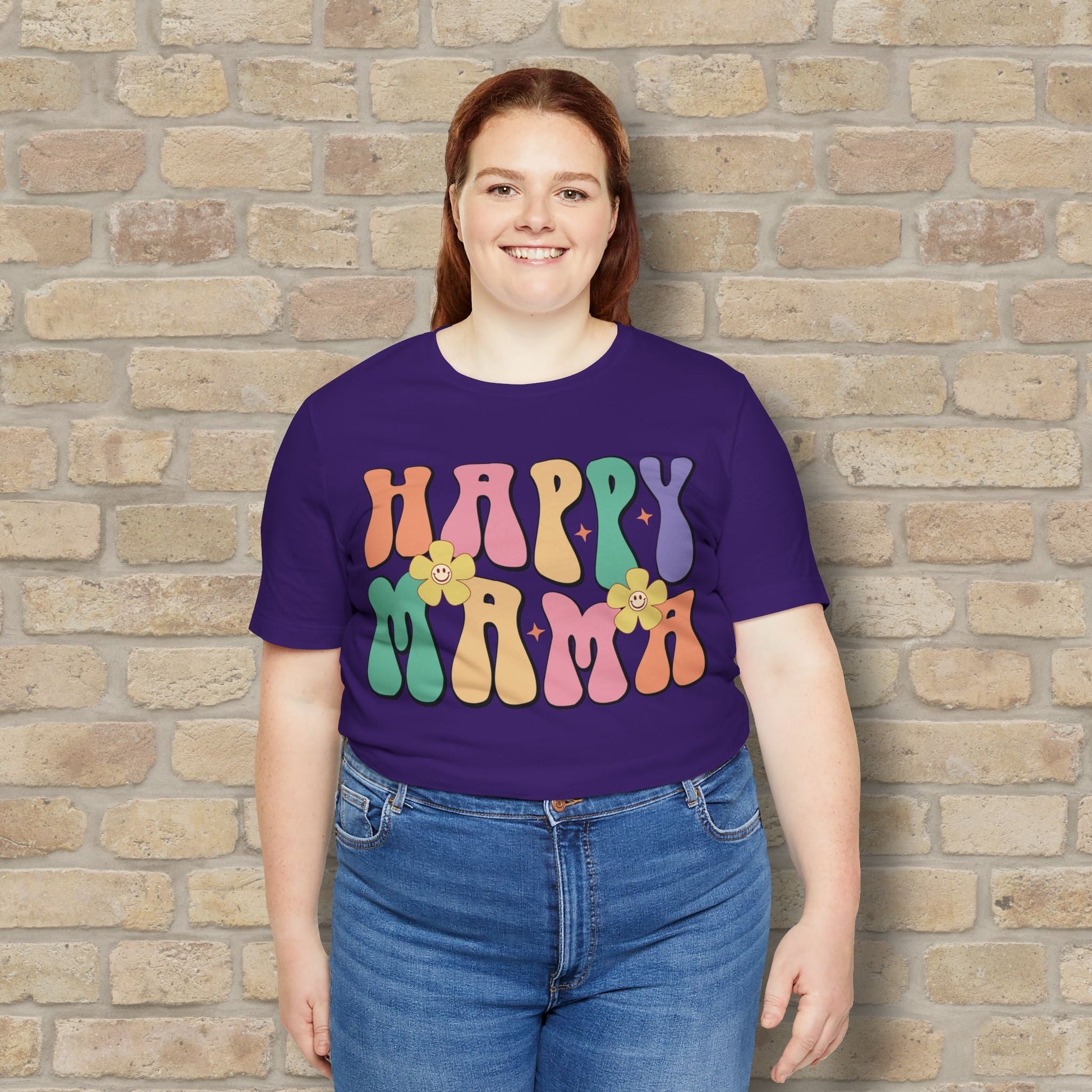 Mostly Text T-Shirts Happy Mama Tee - Vibrant Styles