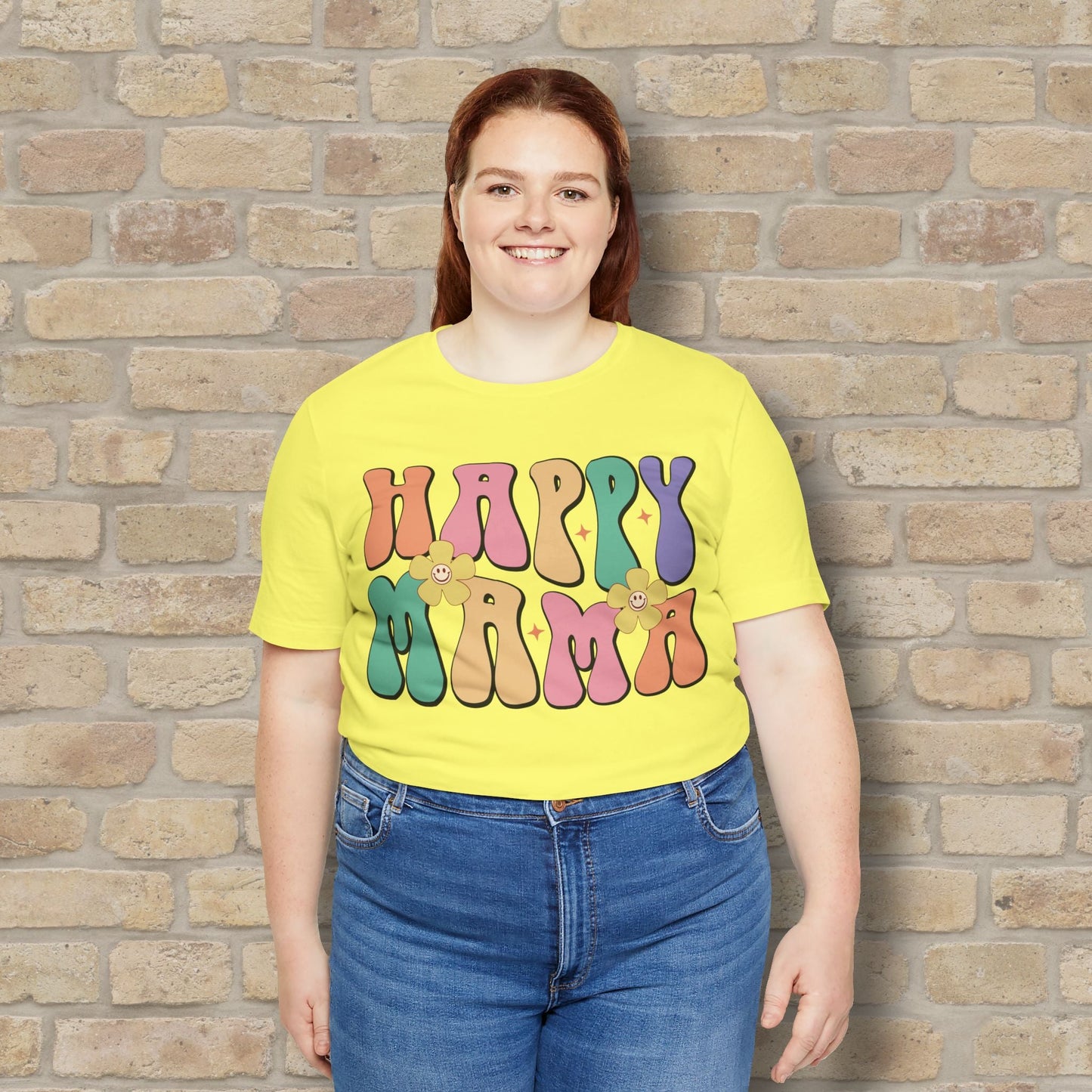 Mostly Text T-Shirts Happy Mama Tee - Vibrant Styles