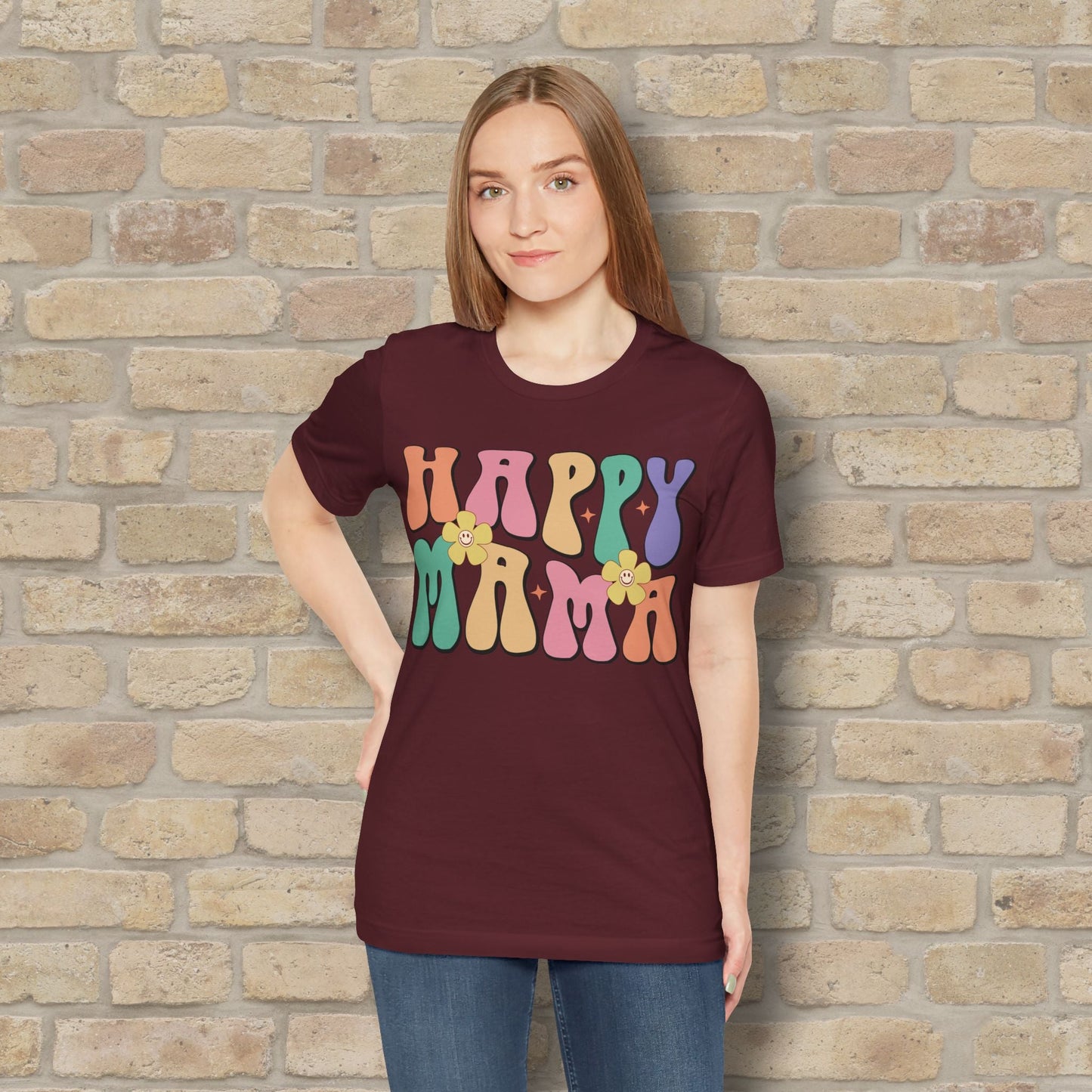 Mostly Text T-Shirts Happy Mama Tee - Vibrant Styles
