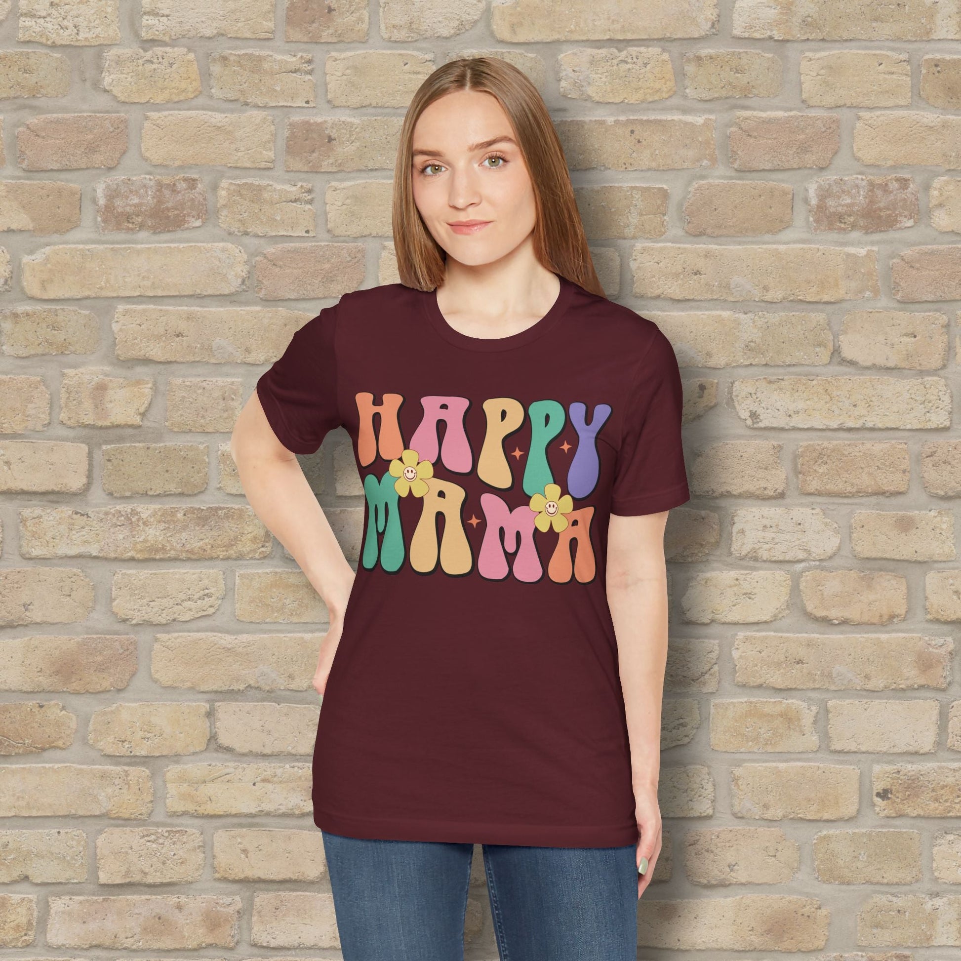 Mostly Text T-Shirts Happy Mama Tee - Vibrant Styles