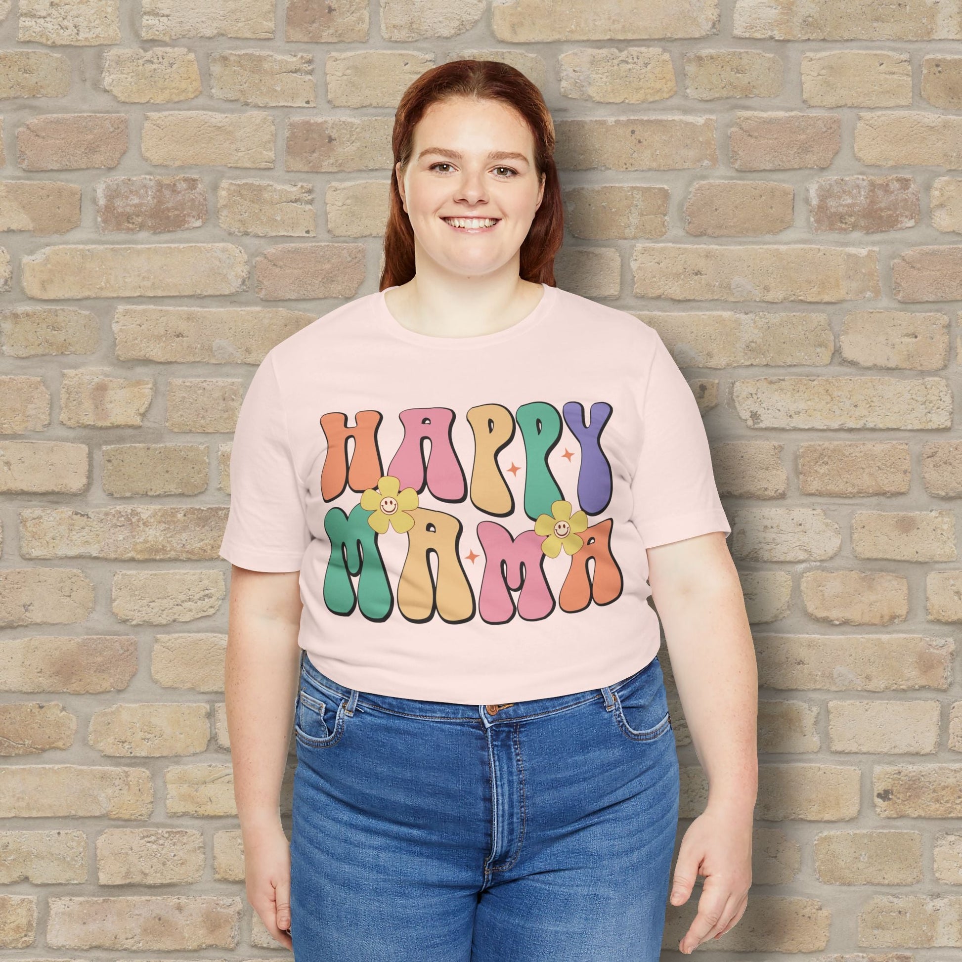 Mostly Text T-Shirts Happy Mama Tee - Vibrant Styles