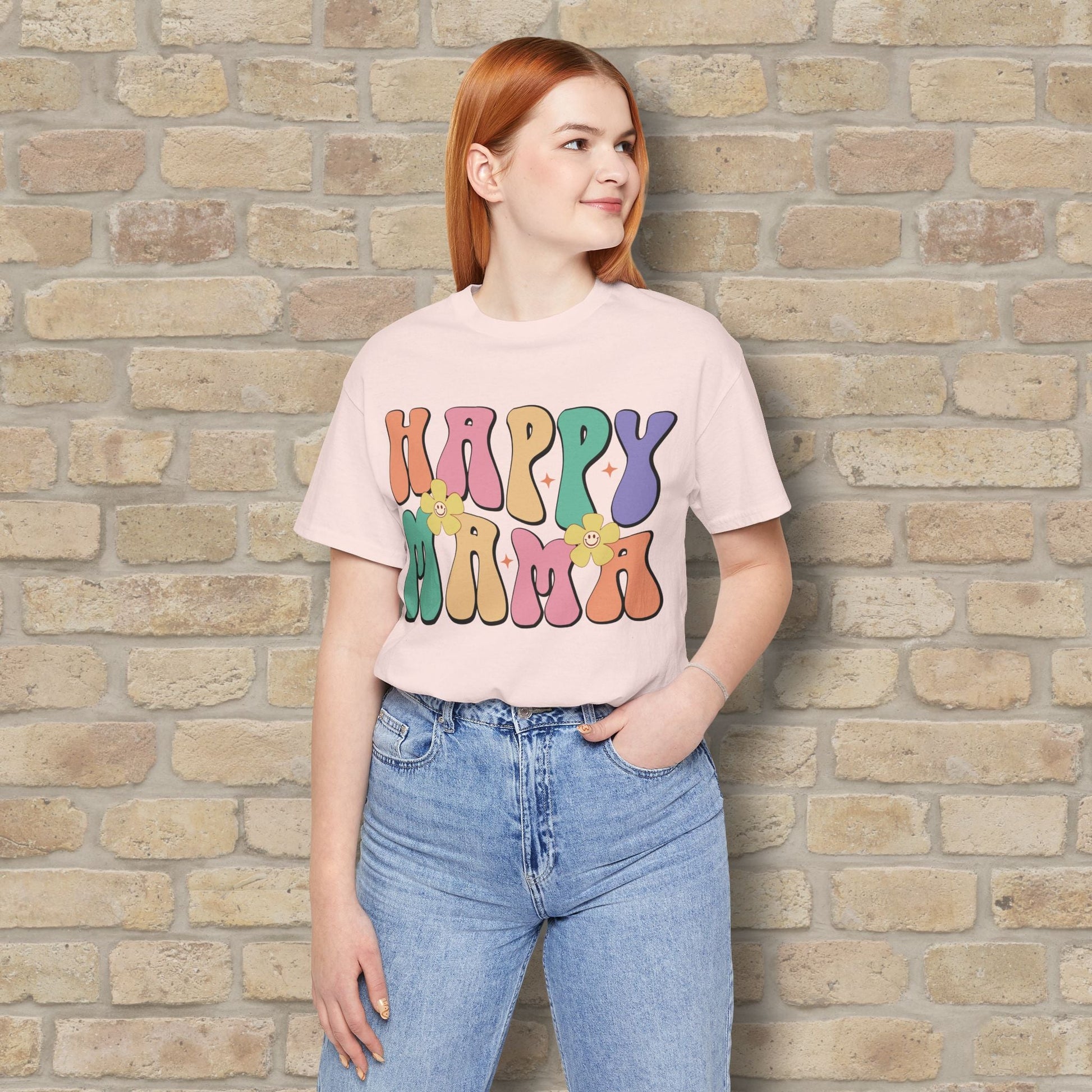 Mostly Text T-Shirts Happy Mama Tee - Vibrant Styles