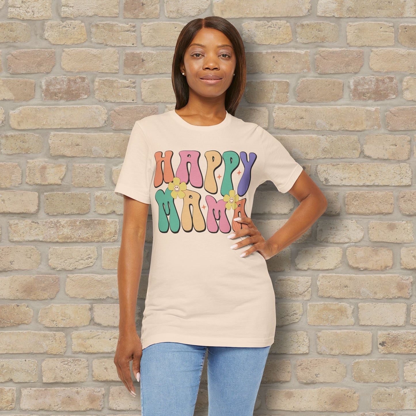 Mostly Text T-Shirts Happy Mama Tee - Vibrant Styles