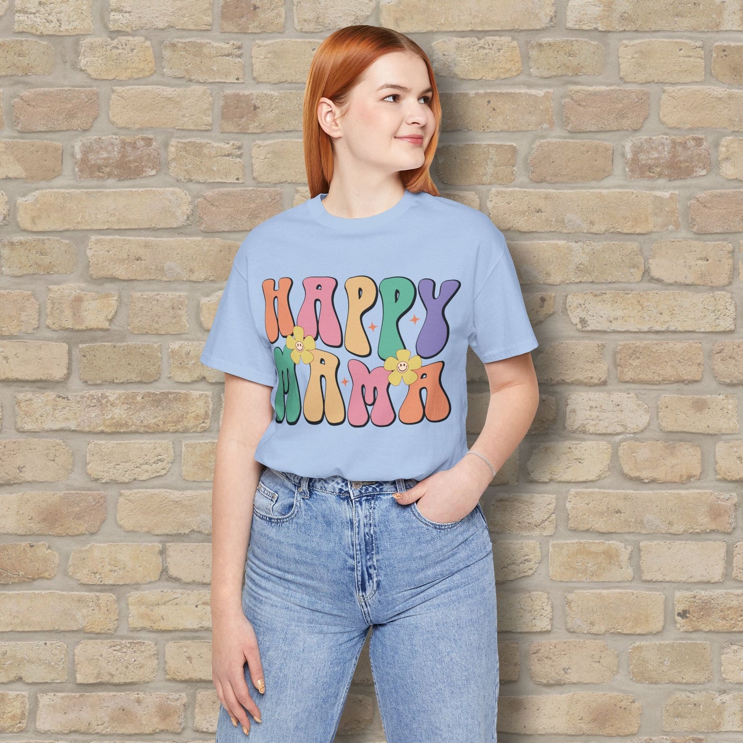 Mostly Text T-Shirts Happy Mama Tee - Vibrant Styles