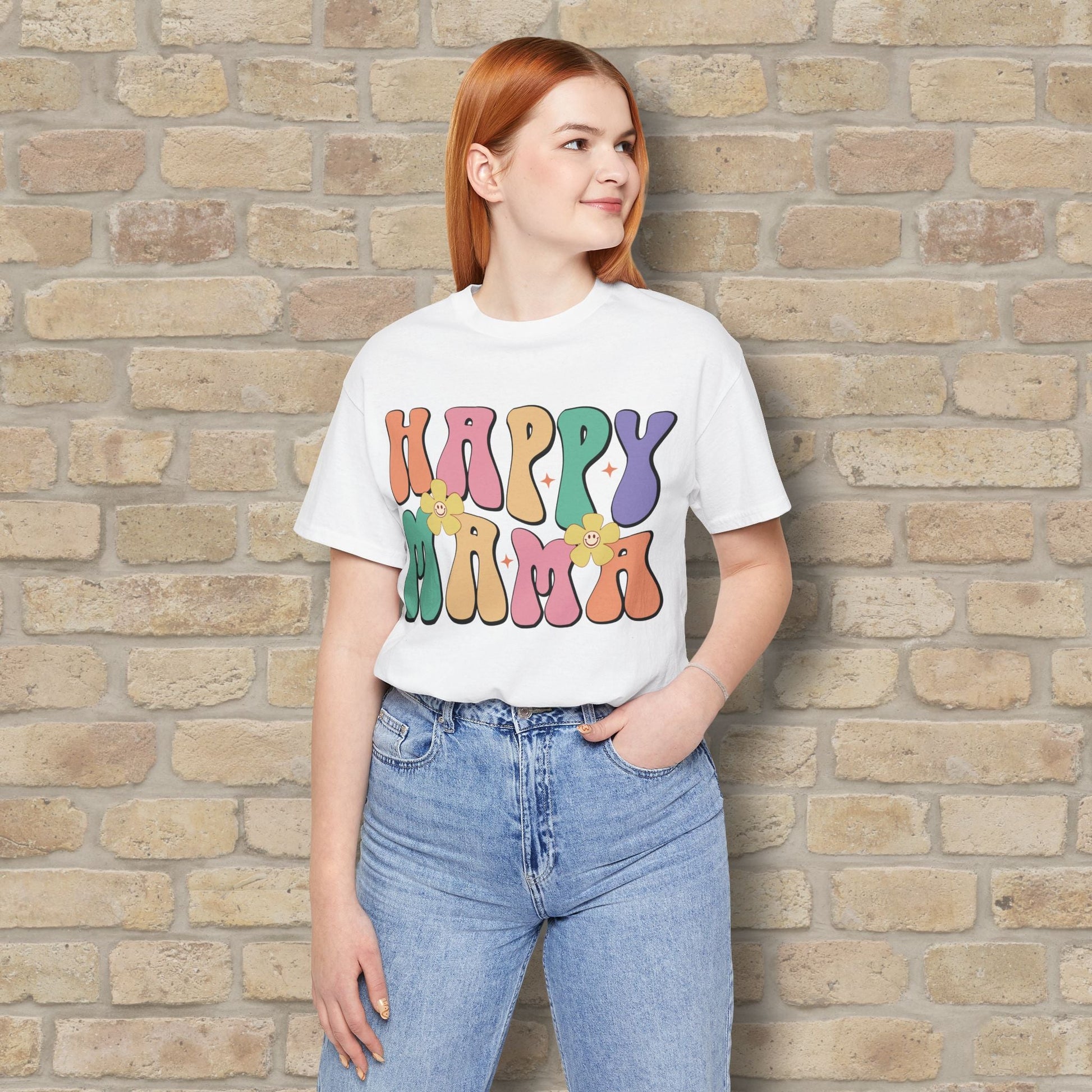 Mostly Text T-Shirts Happy Mama Tee - Vibrant Styles