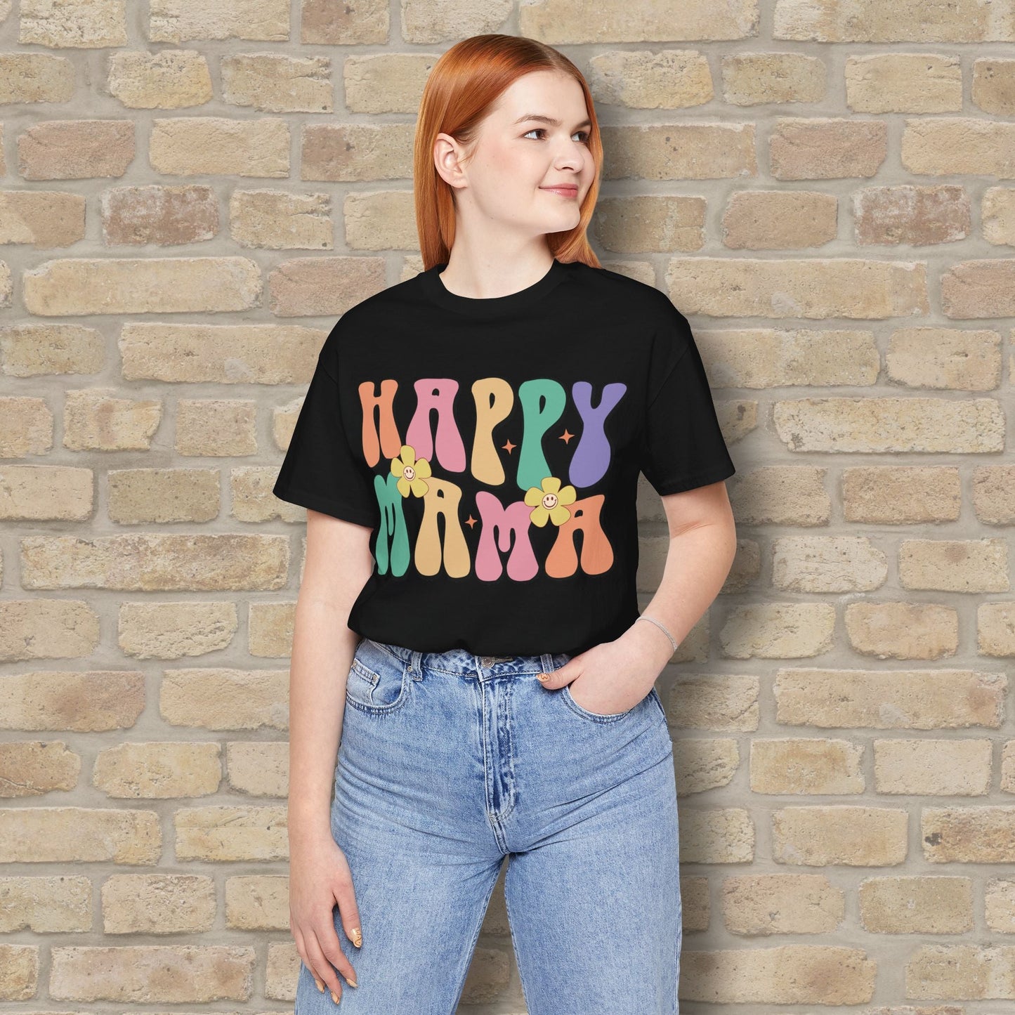 Mostly Text T-Shirts Happy Mama Tee - Vibrant Styles