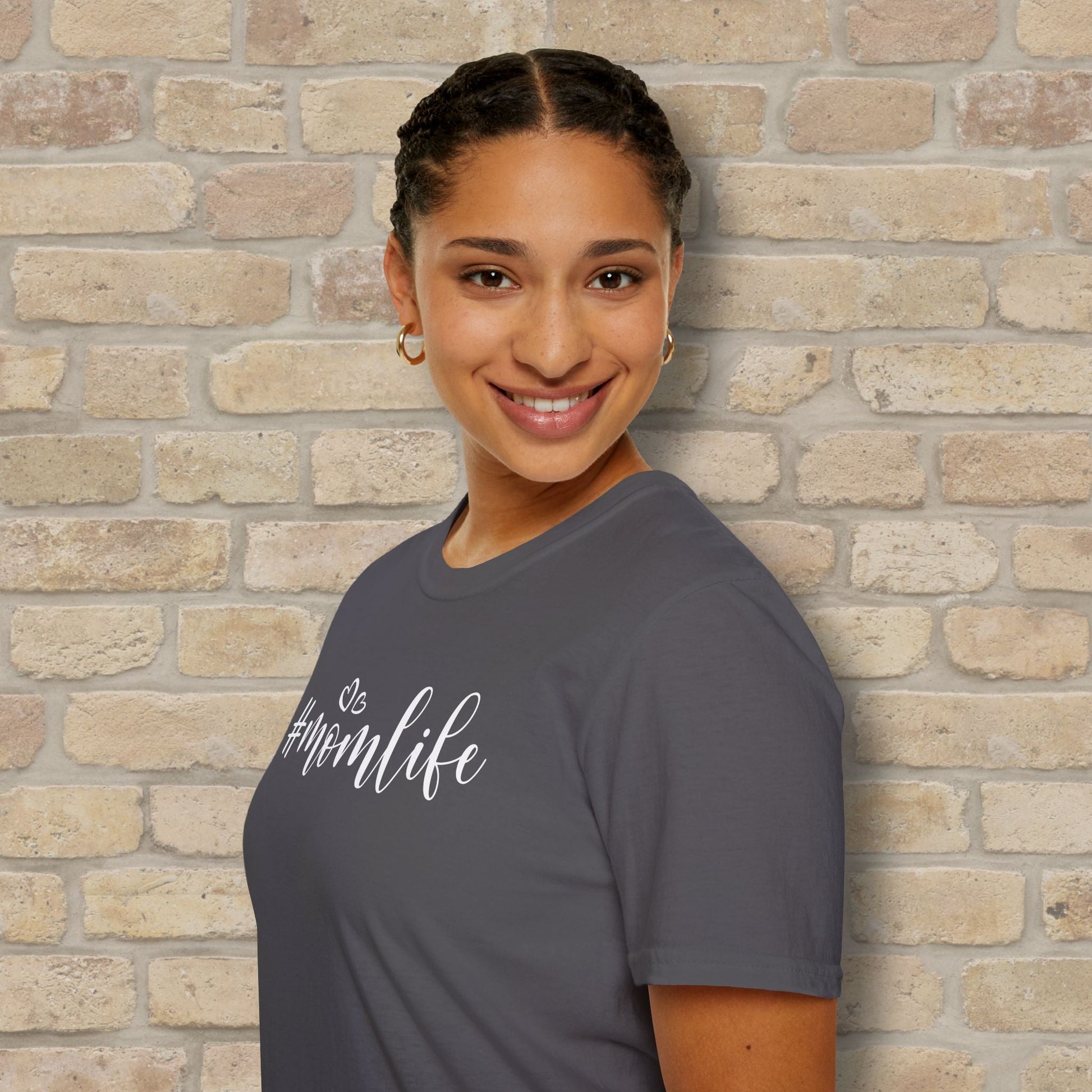 Mostly Text Hashtag Mom Life Tee - Vibrant Styles