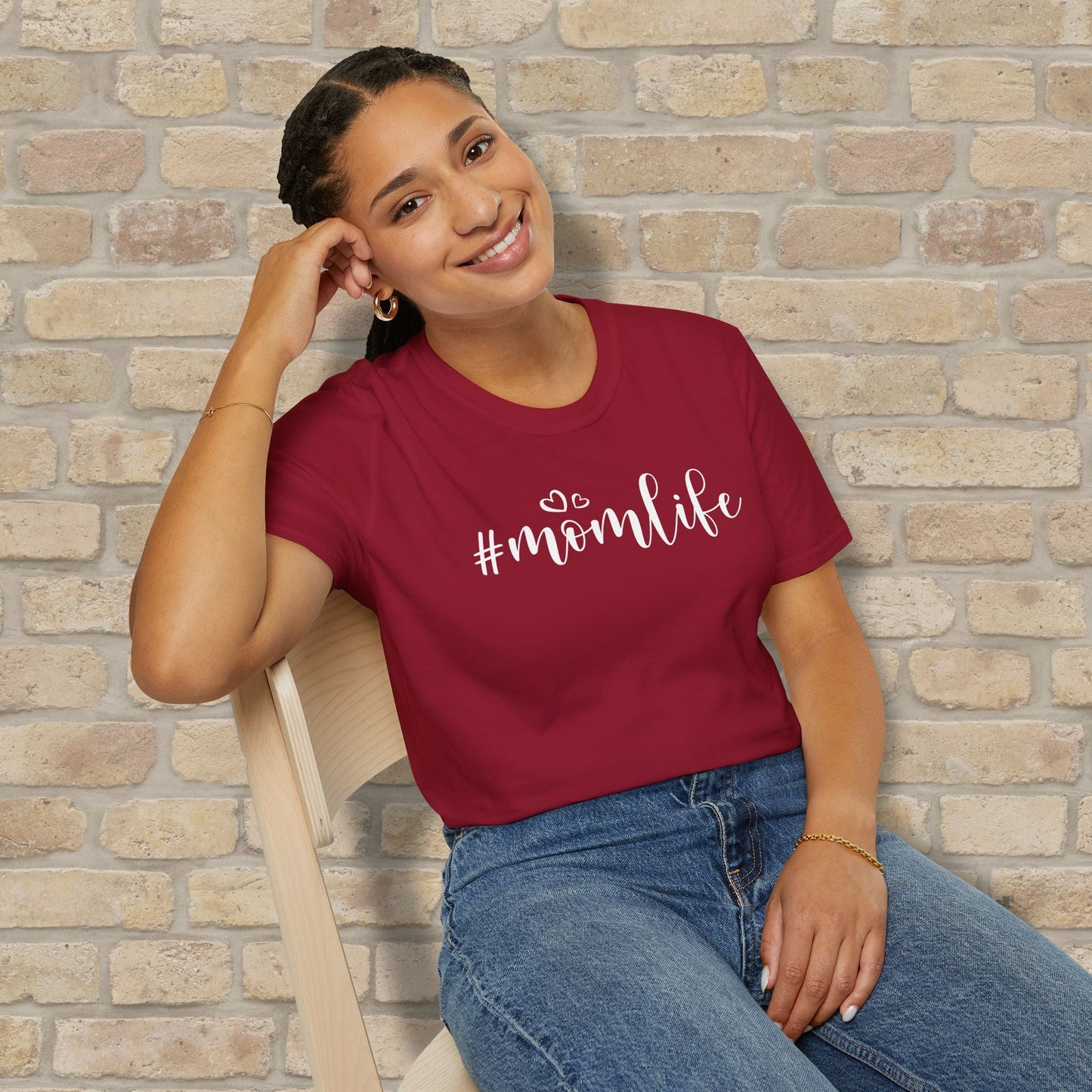 Mostly Text Hashtag Mom Life Tee - Vibrant Styles