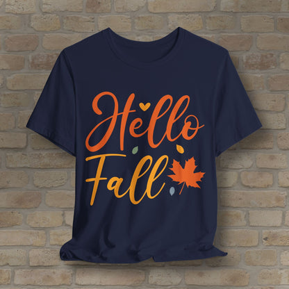 Mostly Text Hello Fall Tee - Vibrant Styles