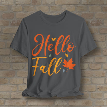 Mostly Text Hello Fall Tee - Vibrant Styles