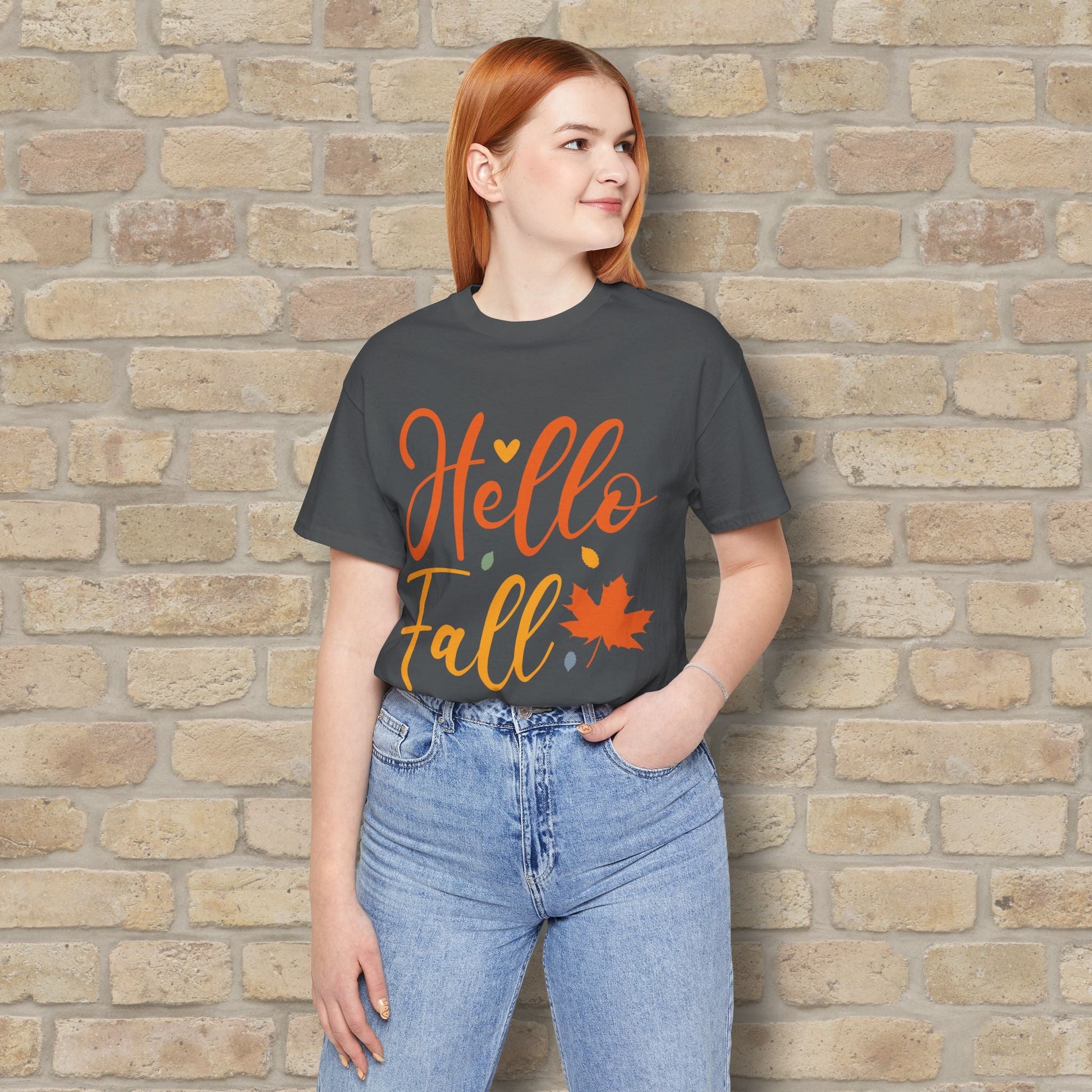 Mostly Text Hello Fall Tee - Vibrant Styles