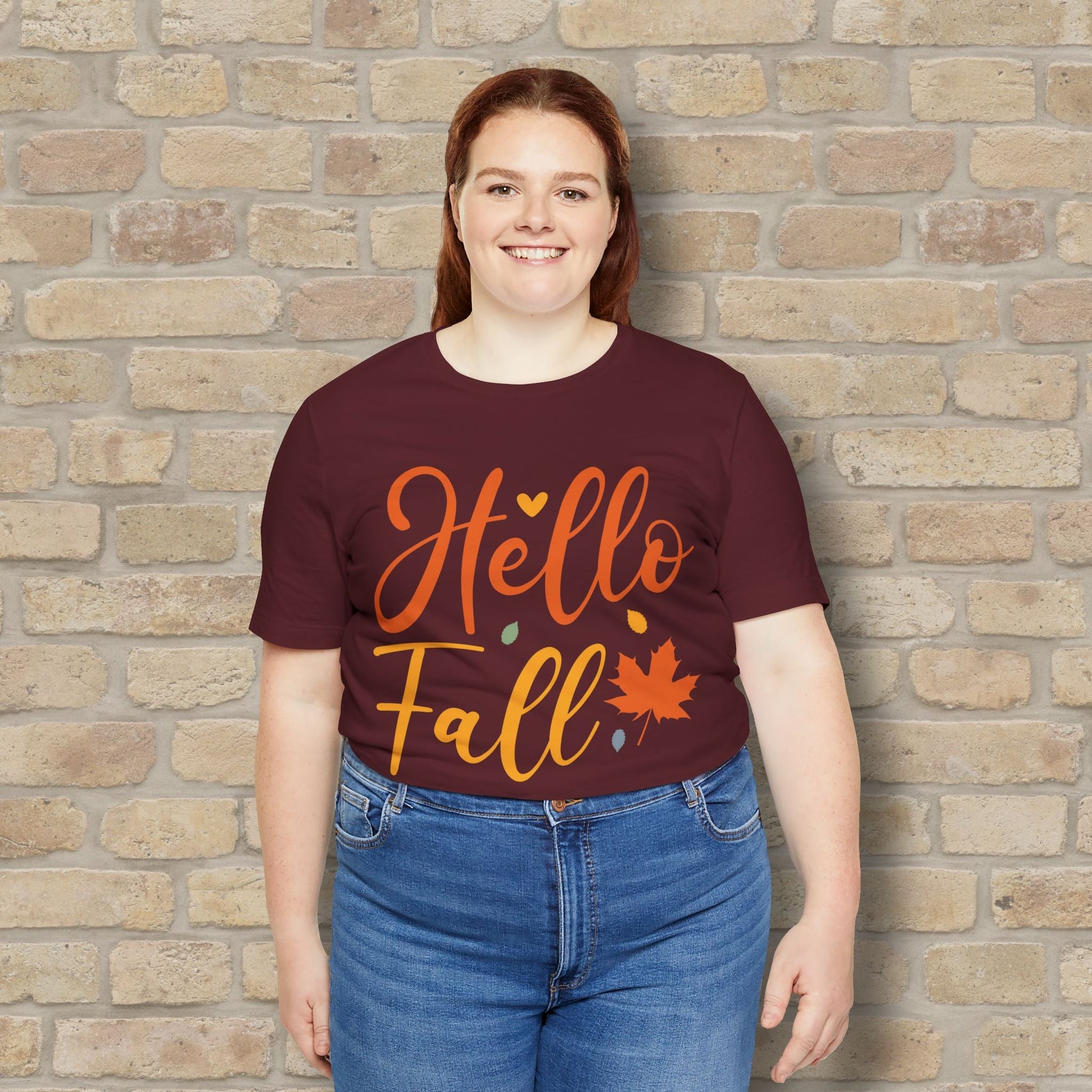 Mostly Text Hello Fall Tee - Vibrant Styles