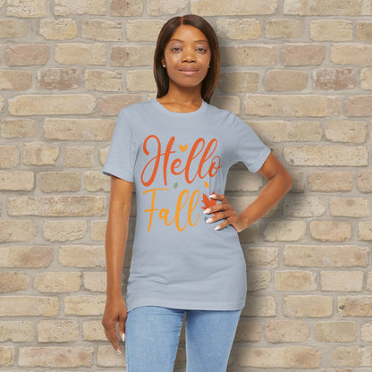 Mostly Text Hello Fall Tee - Vibrant Styles