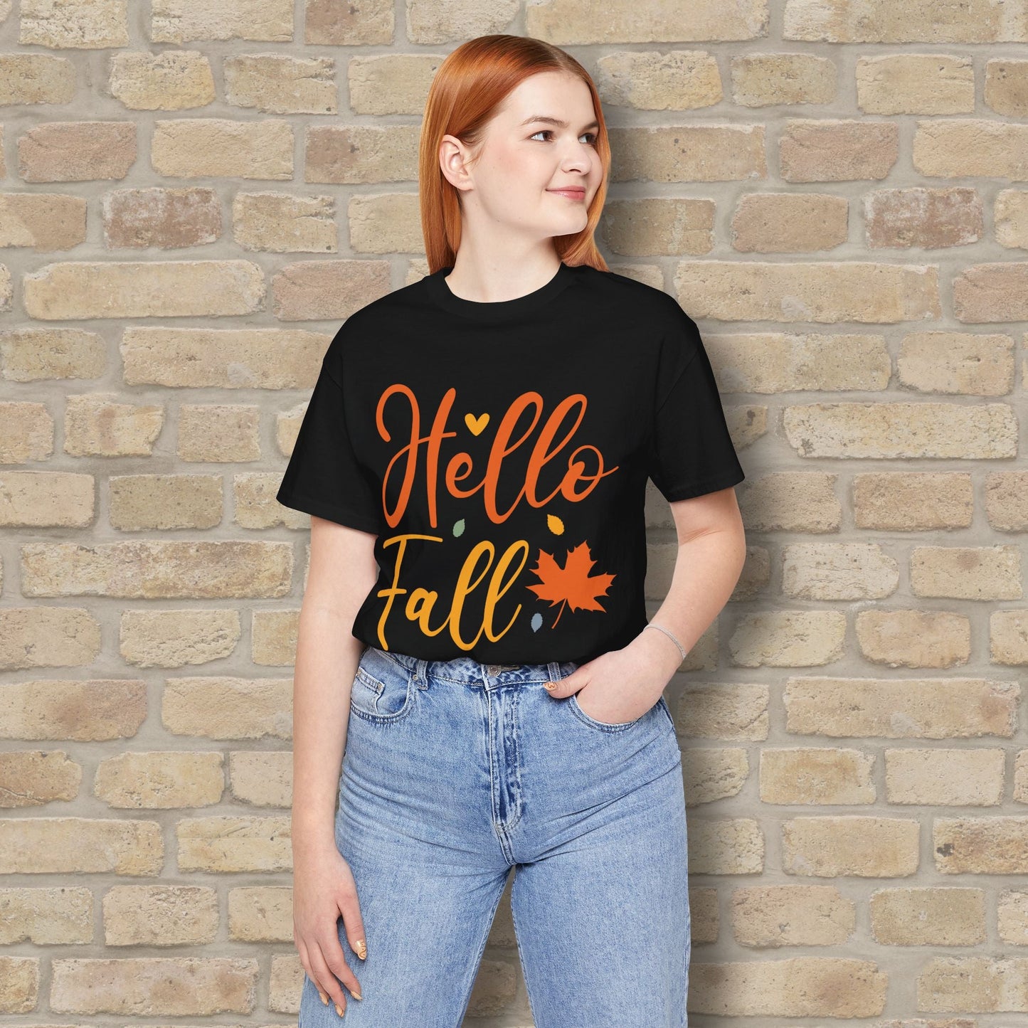 Mostly Text Hello Fall Tee - Vibrant Styles