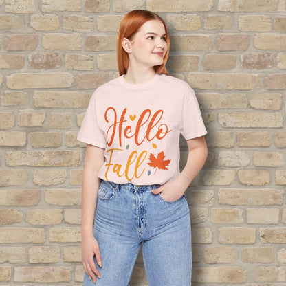 Mostly Text Hello Fall Tee - Vibrant Styles