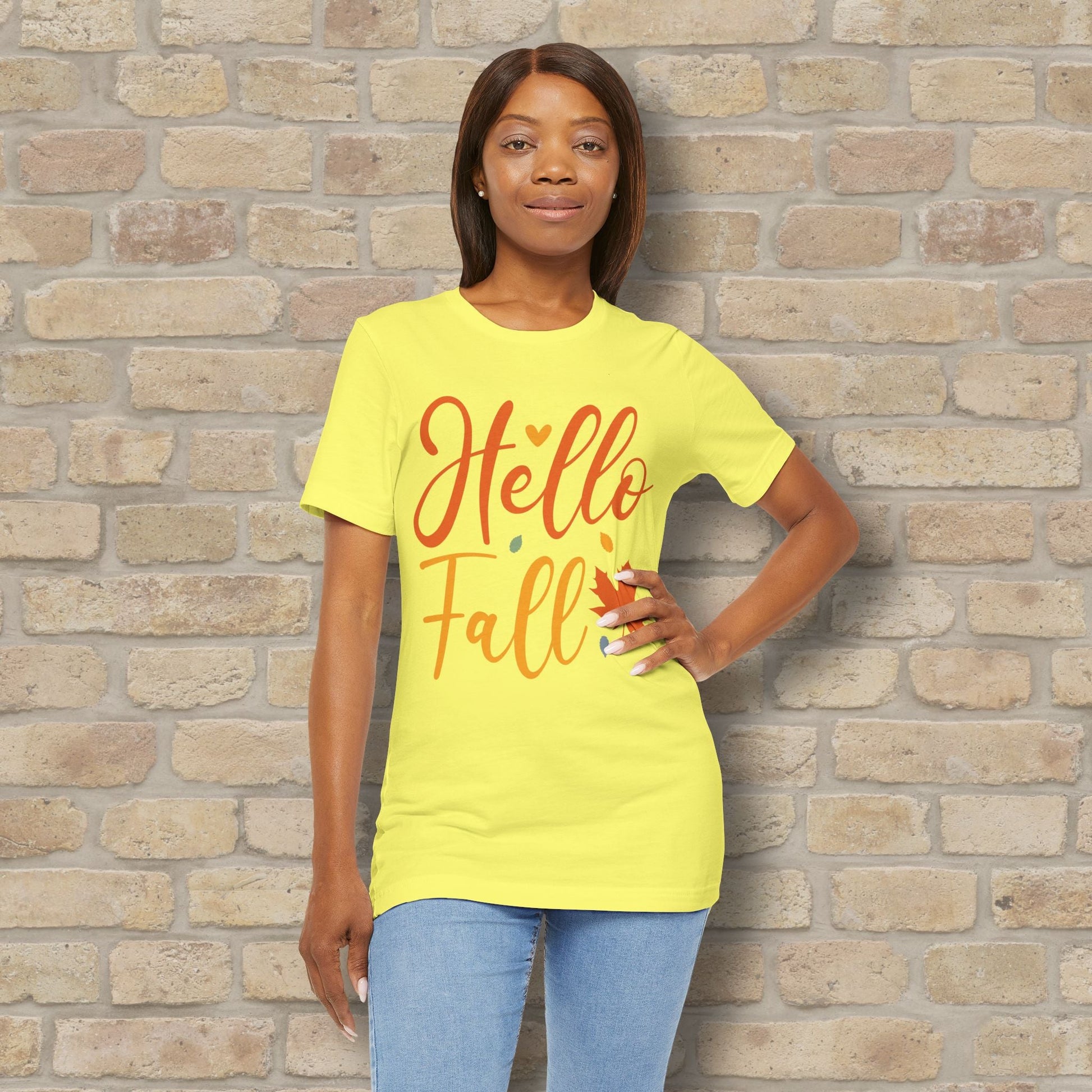 Mostly Text Hello Fall Tee - Vibrant Styles