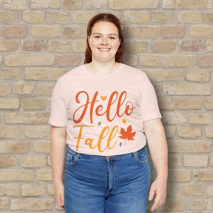 Mostly Text Hello Fall Tee - Vibrant Styles
