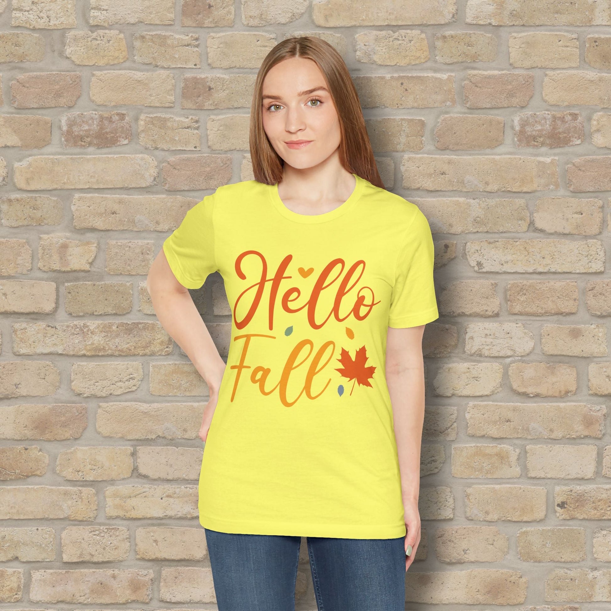 Mostly Text Hello Fall Tee - Vibrant Styles