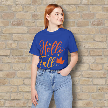 Mostly Text Hello Fall Tee - Vibrant Styles