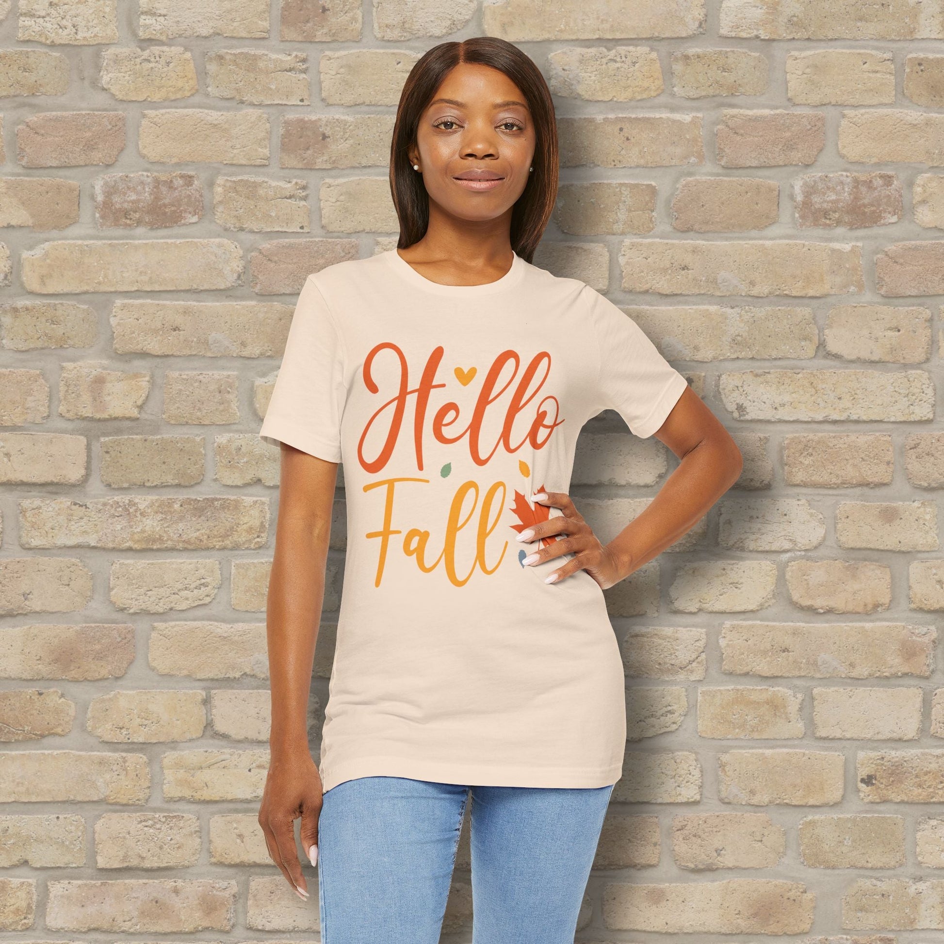 Mostly Text Hello Fall Tee - Vibrant Styles