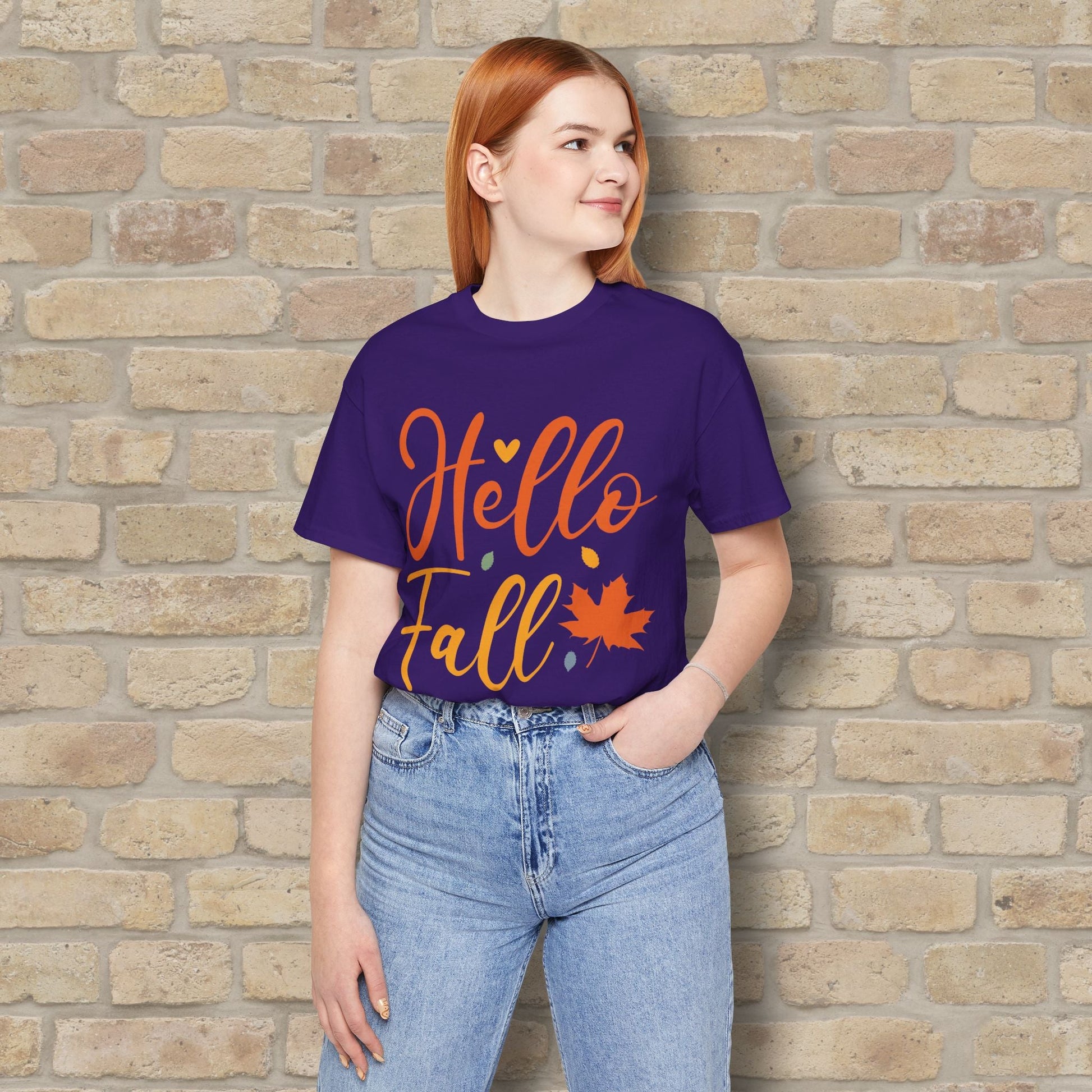 Mostly Text Hello Fall Tee - Vibrant Styles