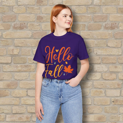 Mostly Text Hello Fall Tee - Vibrant Styles