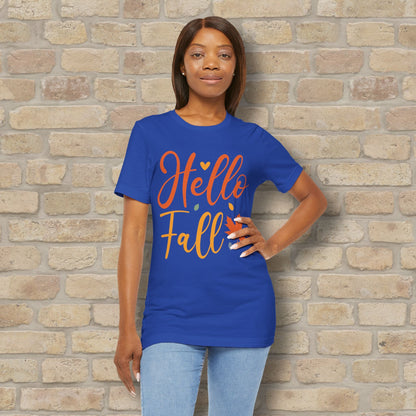 Mostly Text Hello Fall Tee - Vibrant Styles