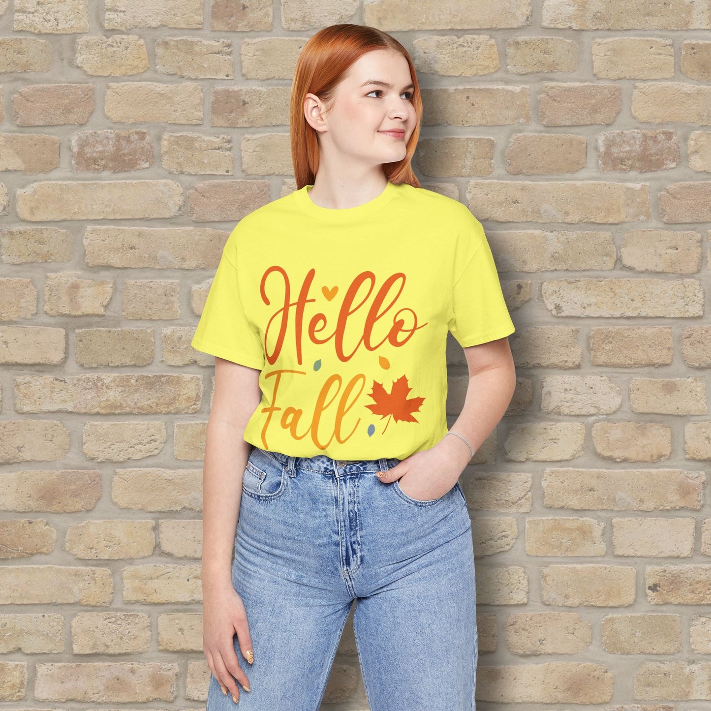 Mostly Text Hello Fall Tee - Vibrant Styles