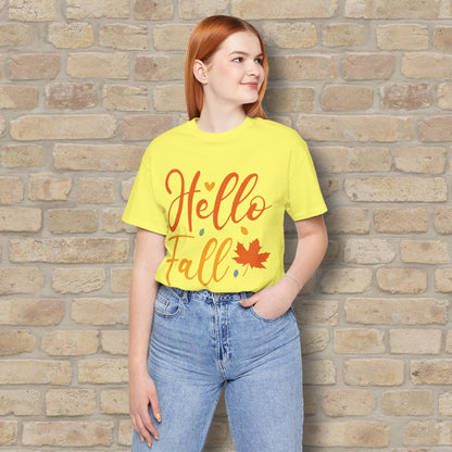 Mostly Text Hello Fall Tee - Vibrant Styles