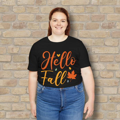 Mostly Text Hello Fall Tee - Vibrant Styles