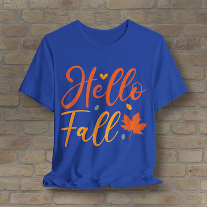 Mostly Text Hello Fall Tee - Vibrant Styles