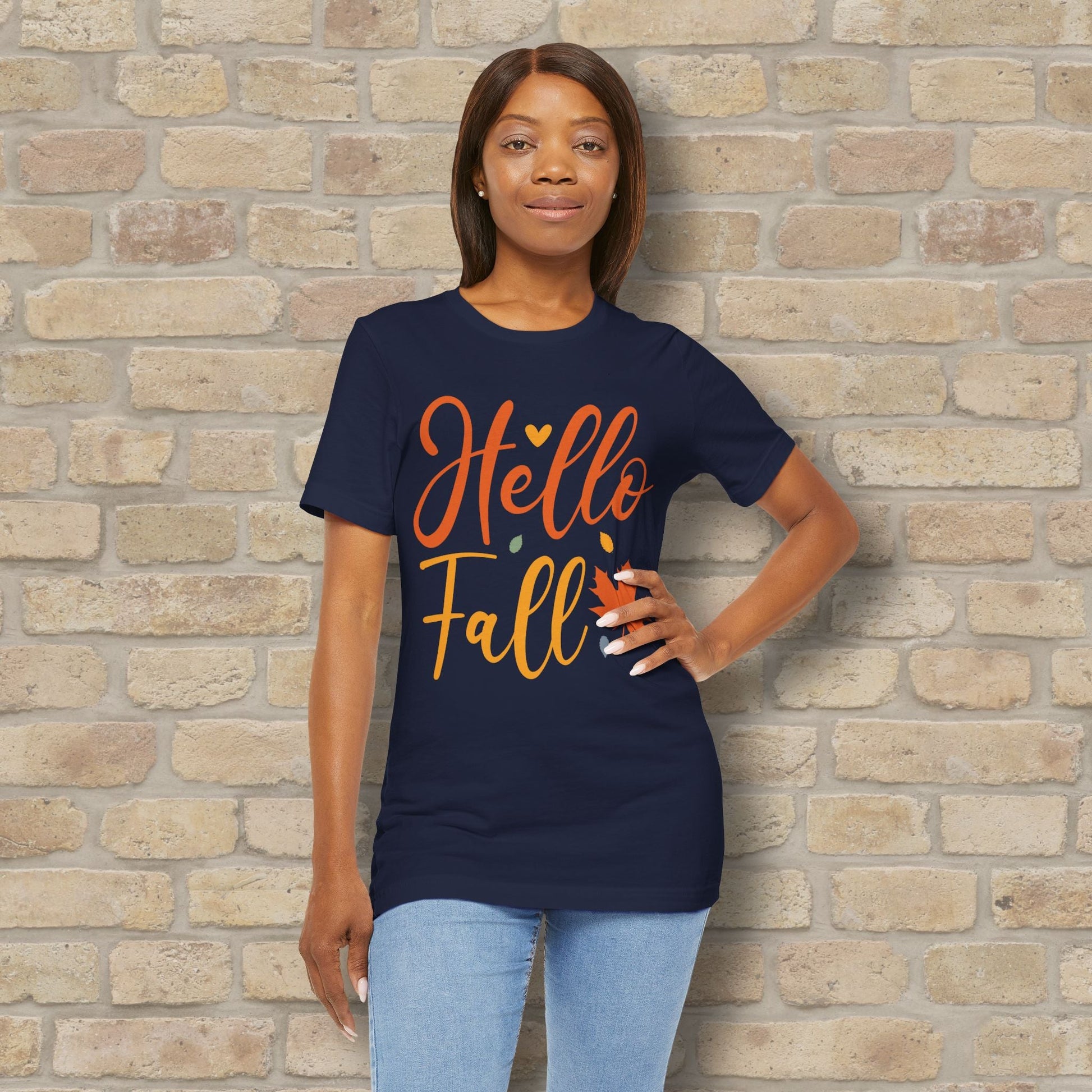 Mostly Text Hello Fall Tee - Vibrant Styles