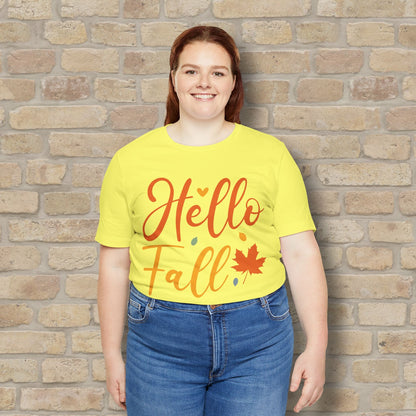 Mostly Text Hello Fall Tee - Vibrant Styles
