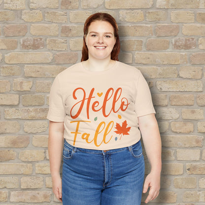 Mostly Text Hello Fall Tee - Vibrant Styles