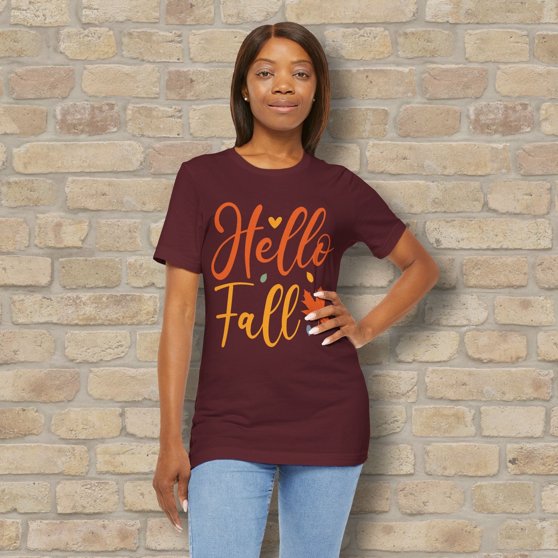 Mostly Text Hello Fall Tee - Vibrant Styles