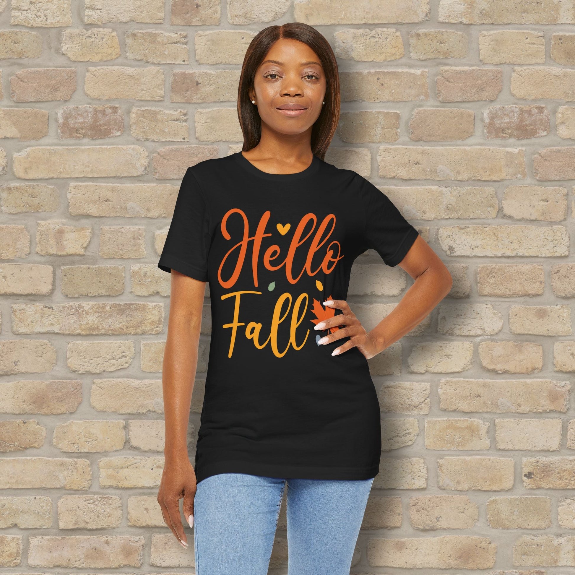 Mostly Text Hello Fall Tee - Vibrant Styles
