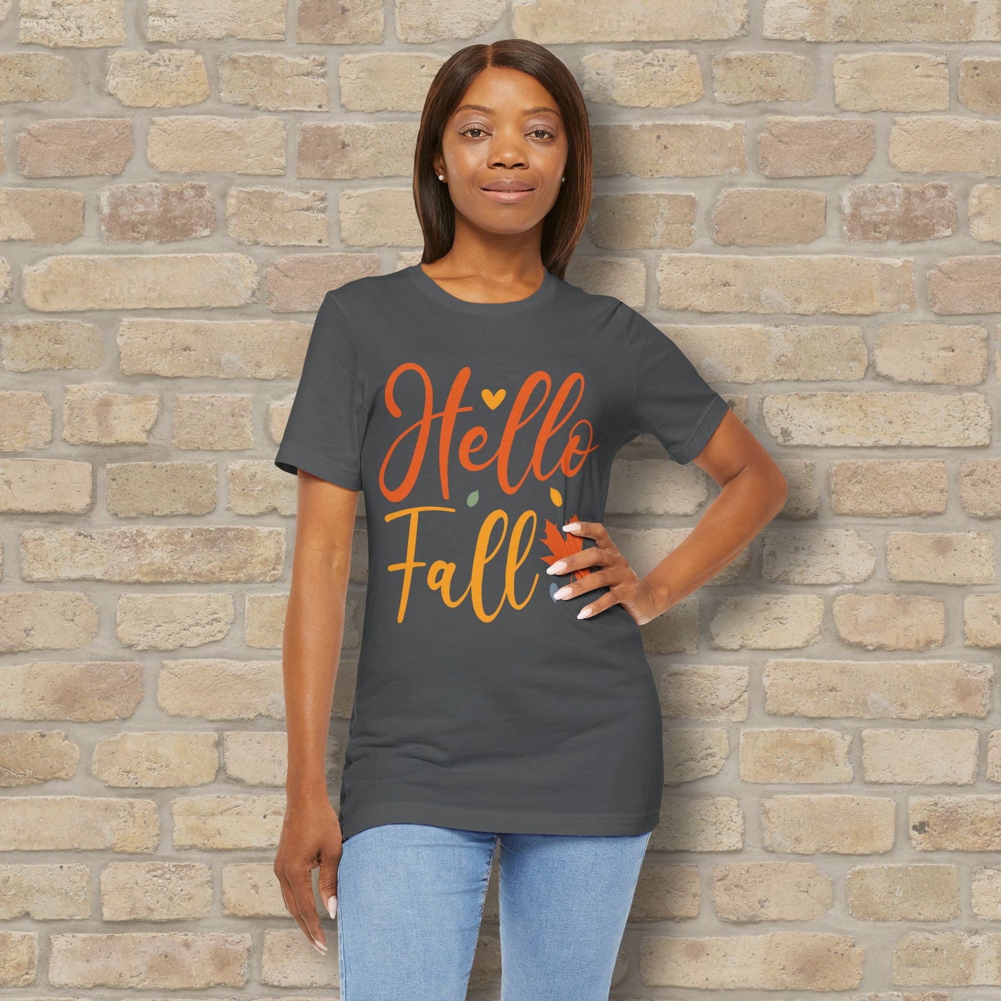 Mostly Text Hello Fall Tee - Vibrant Styles