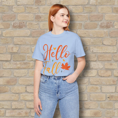 Mostly Text Hello Fall Tee - Vibrant Styles