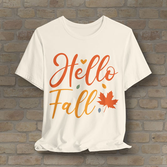 Mostly Text Hello Fall Tee - Vibrant Styles