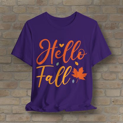 Mostly Text Hello Fall Tee - Vibrant Styles
