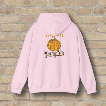 Graphic & Text Hello Pumpkin Pullover Hoodie - Vibrant Styles