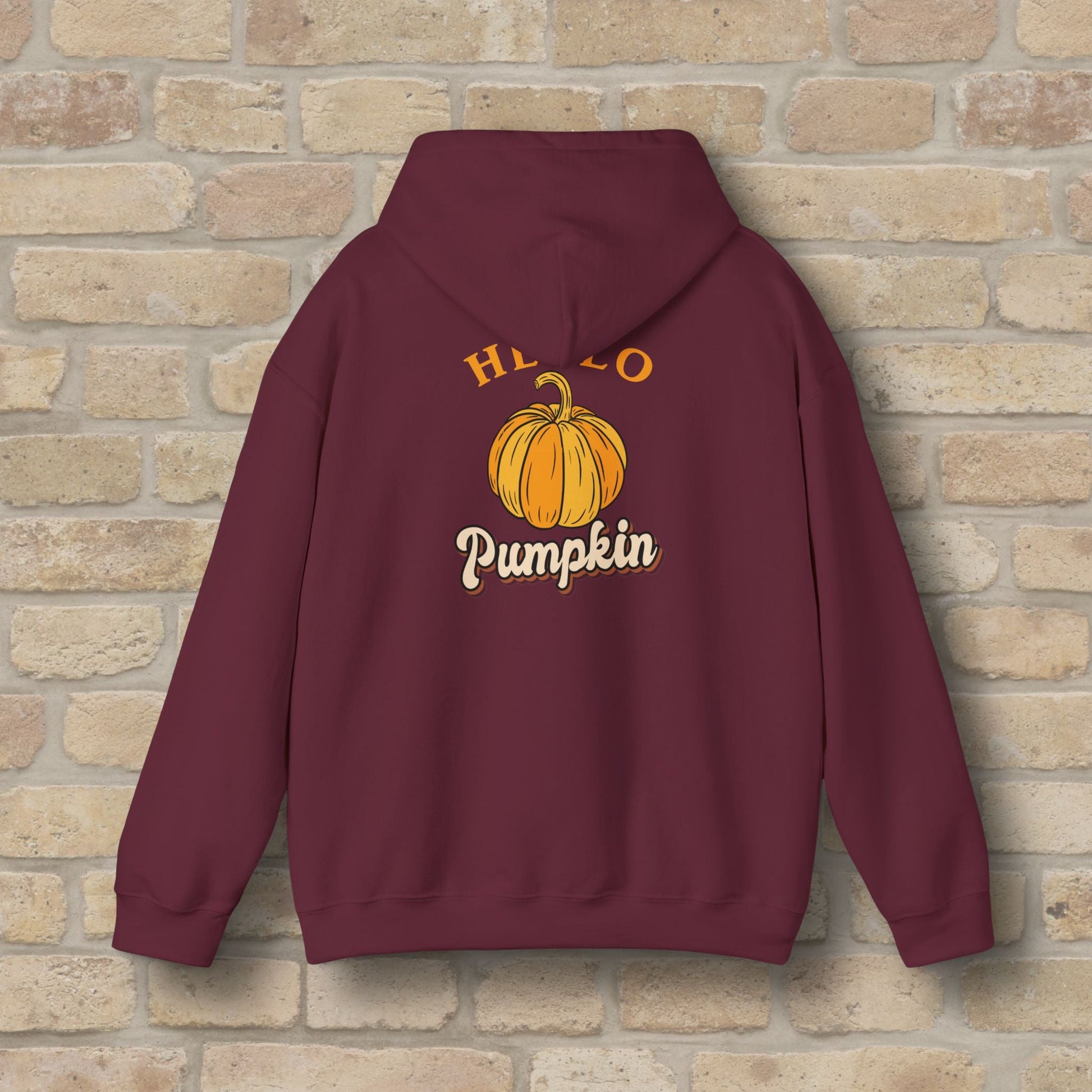 Graphic & Text Hello Pumpkin Pullover Hoodie - Vibrant Styles
